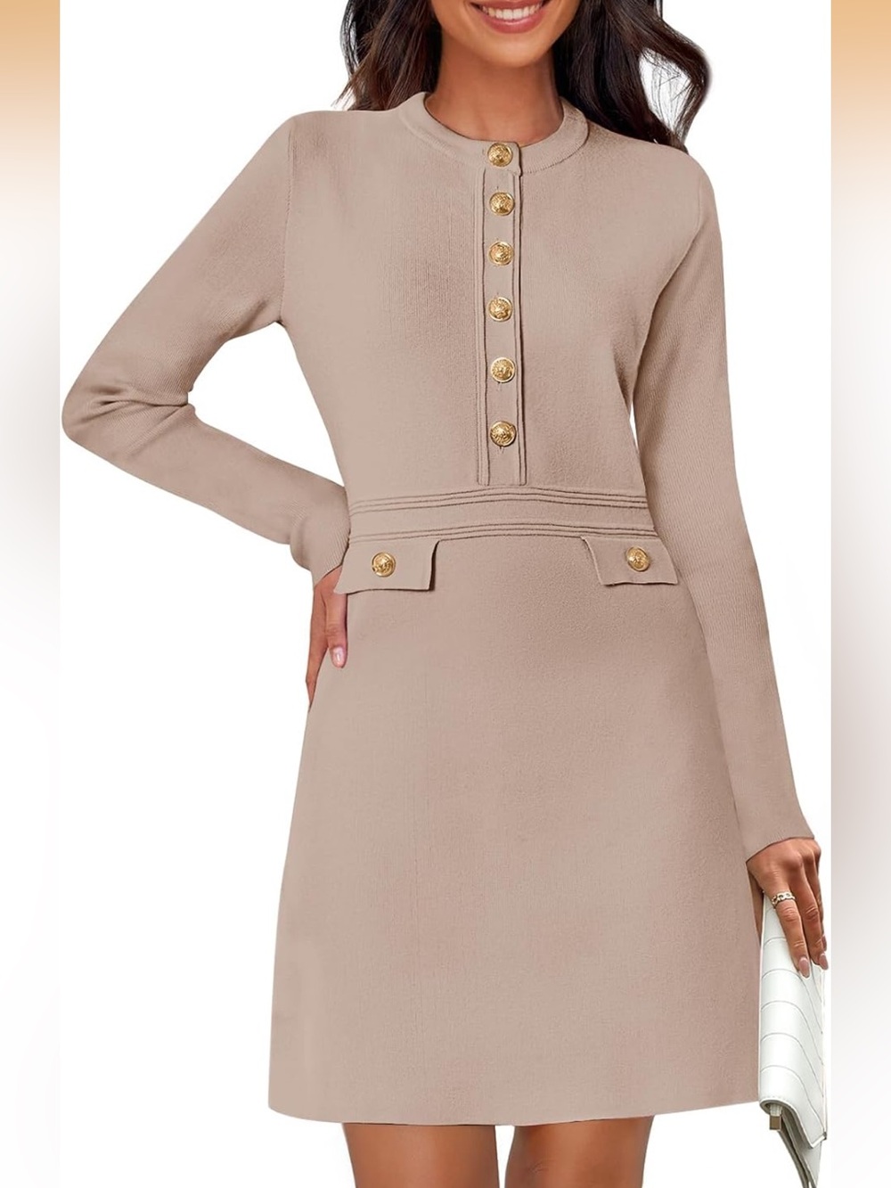 NWT MEROKEETY Khaki Sweater Dress Size L